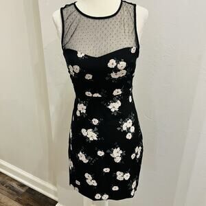 Express Dress Womens Size 0 Floral Black Sheer Chic Classy